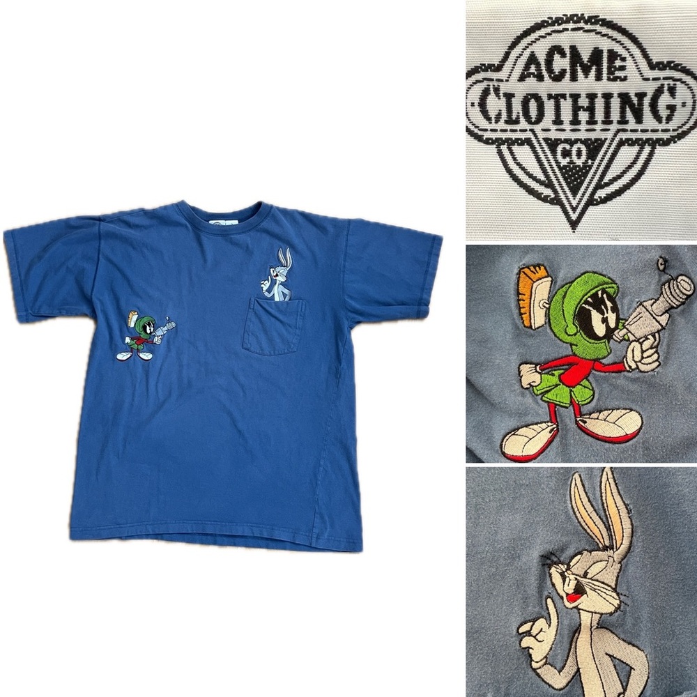 👽1991 Bugs Bunny Marvin the Martian Acme Clothing Looney Tunes Warner Bros XL?